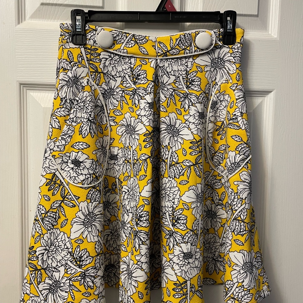 Floral Yellow and White Skirt